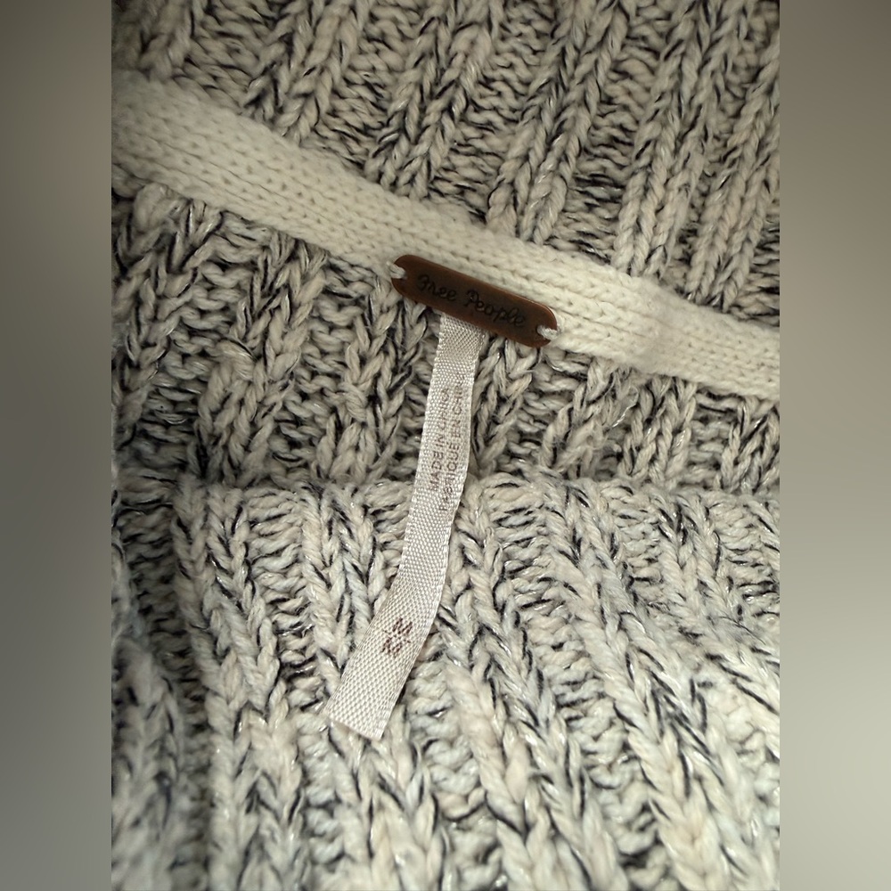Free People Black and White Knit Pullover